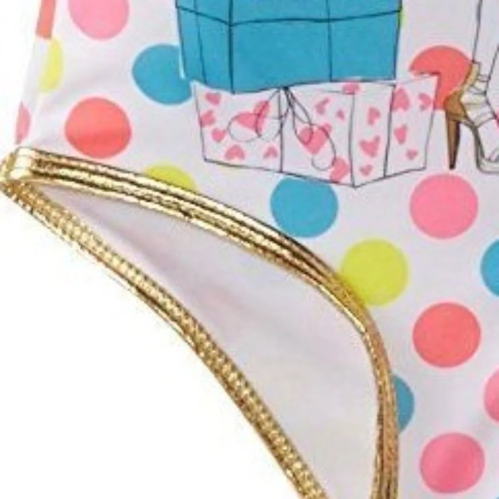 Jantzen Girls One Piece Cut Out Swimsuit Size 5 Polka Dot NWT‎ Swimwear
